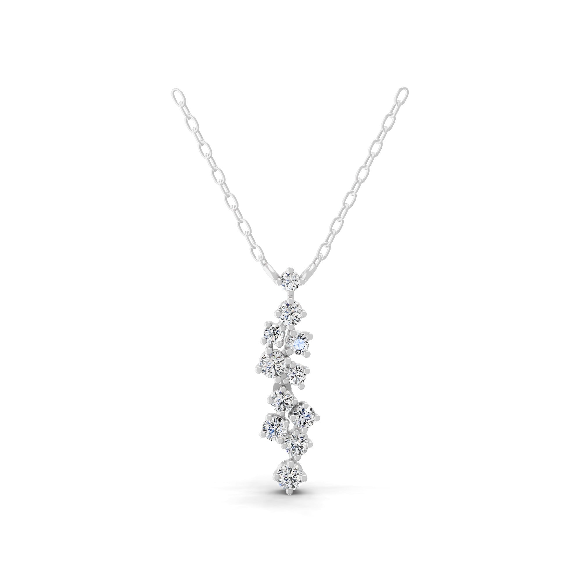 Lab Grown Diamond Round Cut 14K Fine Gold Pendant Necklace 0.61Ct