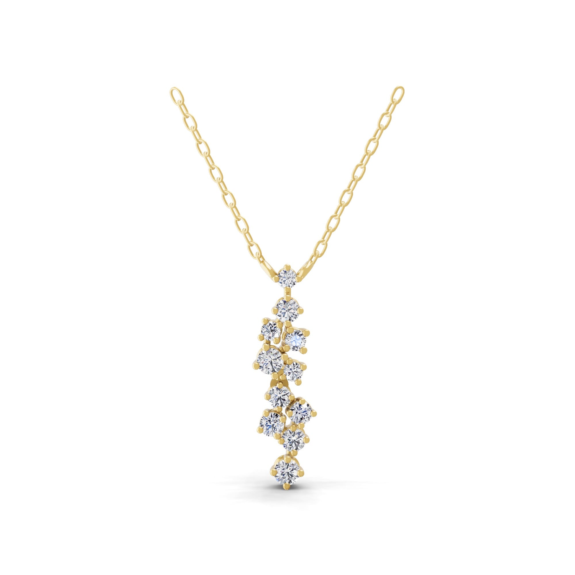 Lab Grown Diamond Round Cut 14K Fine Gold Pendant Necklace 0.61Ct