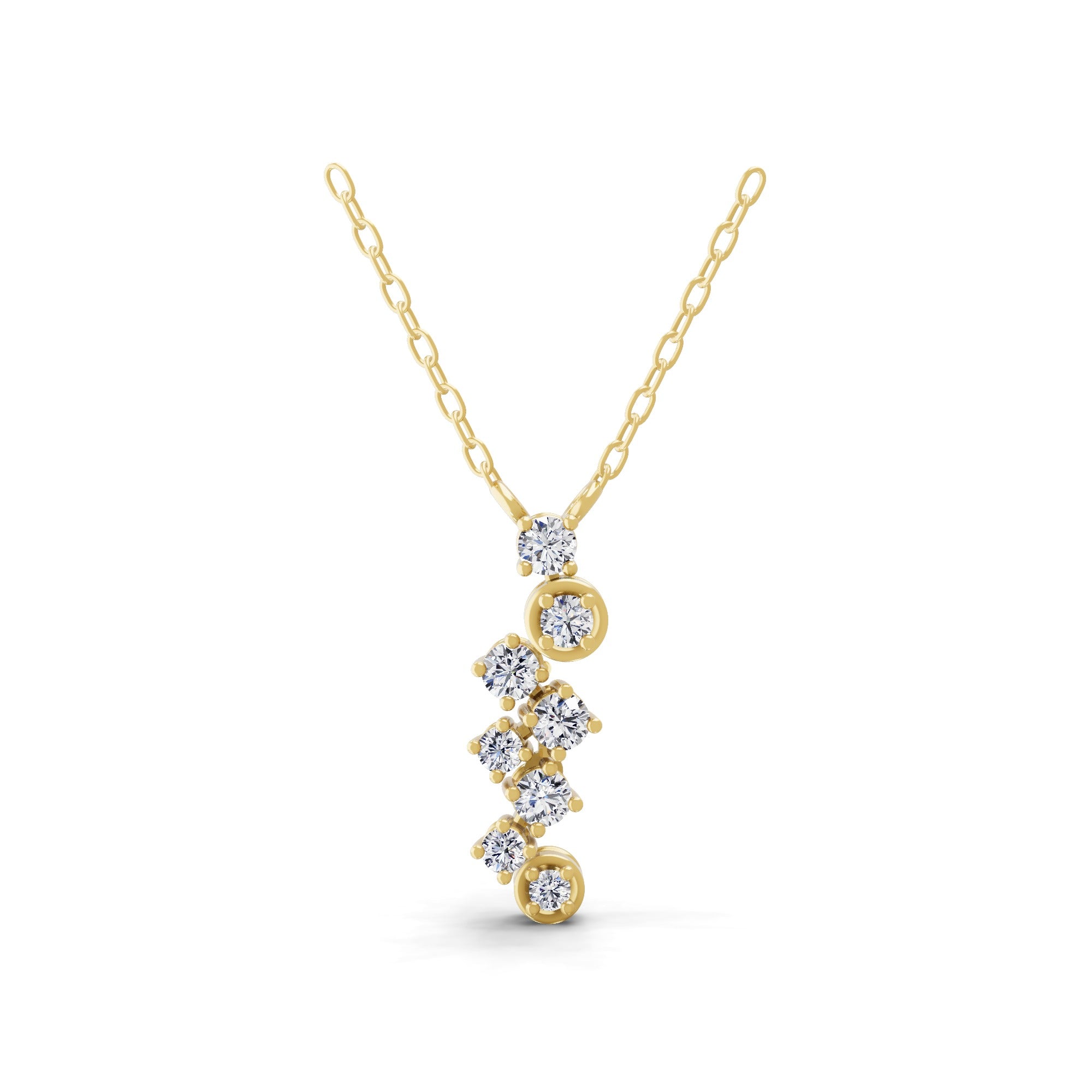 Radiant Cluster Pendant Necklace 0.50Ct Lab grown Diamond Round Cut 14K Gold