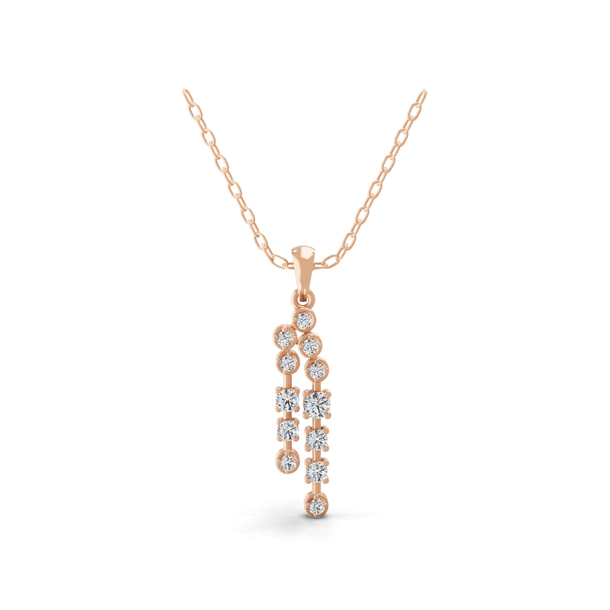 0.37Ct Lab Grown Round Cut Diamond Pendant 14K Fine Gold Necklace