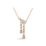 14K Fine Gold Necklace Lab Grown Round Cut Diamond Dangling Pendant 0.63Ct