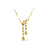 14K Fine Gold Necklace Lab Grown Round Cut Diamond Dangling Pendant 0.63Ct