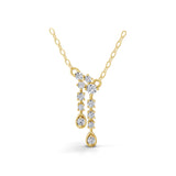 14K Fine Gold Necklace Lab Grown Round Cut Diamond Dangling Pendant 0.63Ct