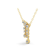 14K Fine Gold Necklace Lab Grown Round Cut Diamond Dangling Pendant 0.63Ct