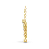 14K Fine Gold Necklace Lab Grown Round Cut Diamond Dangling Pendant 0.63Ct
