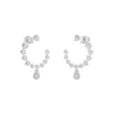 14K Fine Gold Round Cut Lab Grown Diamond Graduation Half Hoop Earrings 1.54Ct