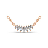 Marquise Cut Cluster Chain Necklace Lab Grown Diamond 0.52Ct 14K Fine Gold