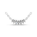 Marquise Cut Cluster Chain Necklace Lab Grown Diamond 0.52Ct 14K Fine Gold
