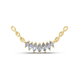 Marquise Cut Cluster Chain Necklace Lab Grown Diamond 0.52Ct 14K Fine Gold