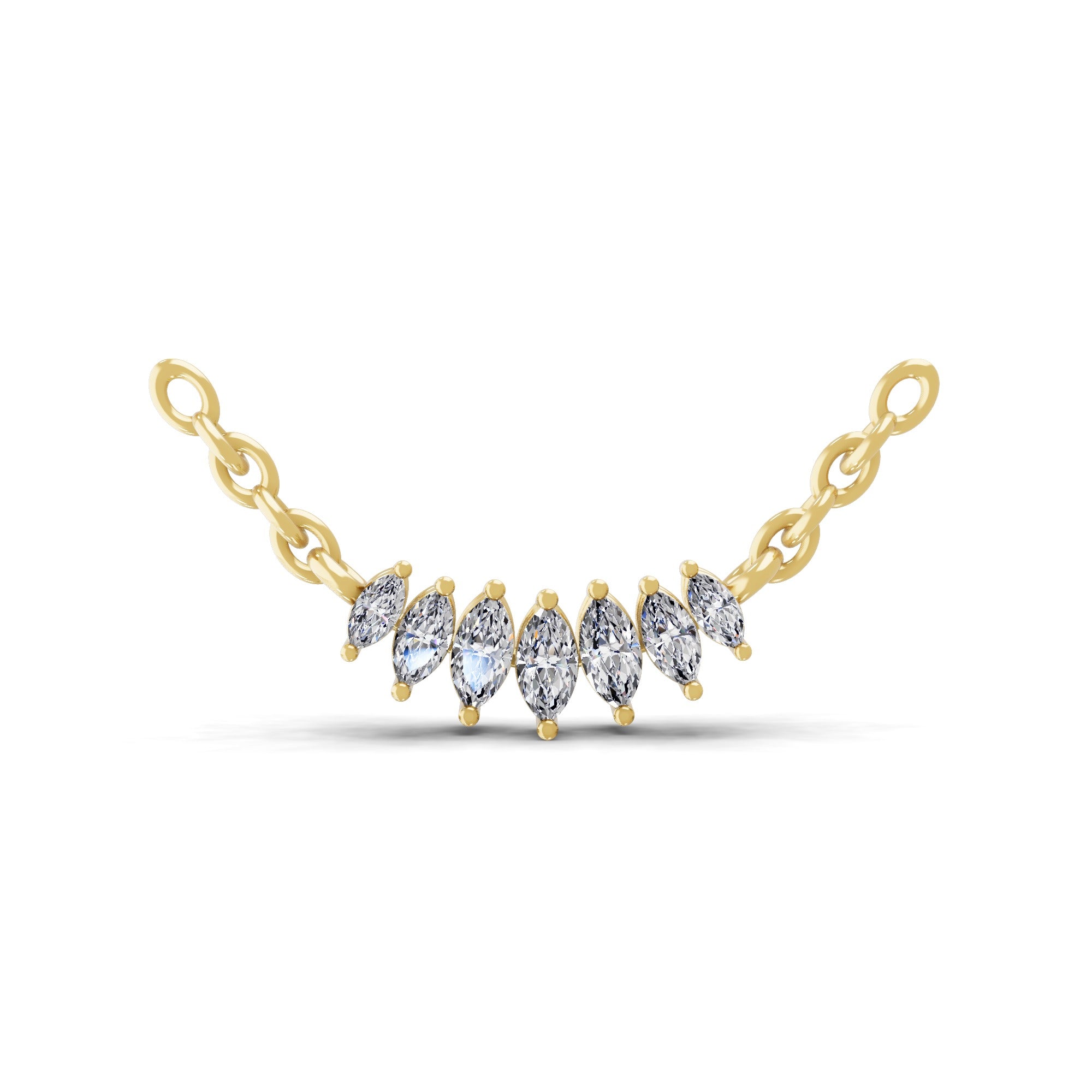 Marquise Cut Cluster Chain Necklace Lab Grown Diamond 0.52Ct 14K Fine Gold
