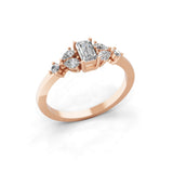 14K Fine Gold Lab Grown Diamond Emerald Cut Ring 0.58Ct