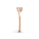 14K Fine Gold Lab Grown Diamond Emerald Cut Ring 0.58Ct