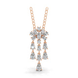 3.45Ct Lab Grown Pear Round Diamond Floral Cluster Pendant 14K Fine Gold Necklace