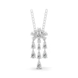 3.45Ct Lab Grown Pear Round Diamond Floral Cluster Pendant 14K Fine Gold Necklace