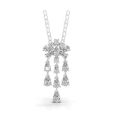 3.45Ct Lab Grown Pear Round Diamond Floral Cluster Pendant 14K Fine Gold Necklace