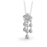 3.45Ct Lab Grown Pear Round Diamond Floral Cluster Pendant 14K Fine Gold Necklace
