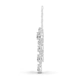 3.45Ct Lab Grown Pear Round Diamond Floral Cluster Pendant 14K Fine Gold Necklace