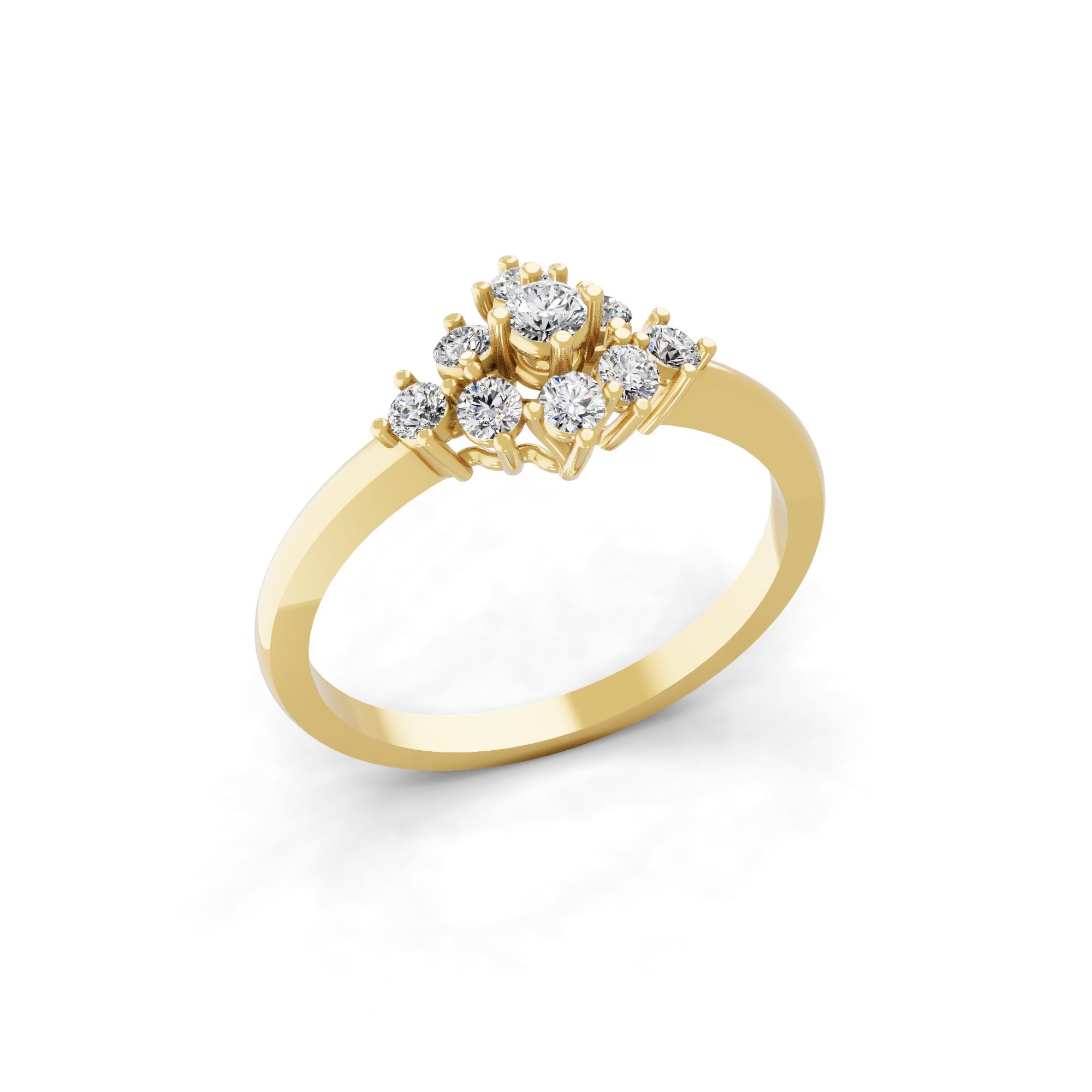 Round Cut Lab Grown Diamond 0.34Ct 14K Fine Gold Minimilist Ring