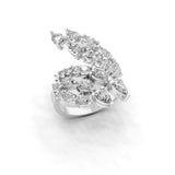 Cluster Ring Leaf Design Lab Grown Diamond 14K Fine Gold Ring 3.43Ct