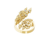 Cluster Ring Leaf Design Lab Grown Diamond 14K Fine Gold Ring 3.43Ct