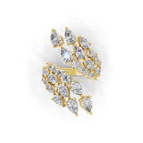 Cluster Ring Leaf Design Lab Grown Diamond 14K Fine Gold Ring 3.43Ct