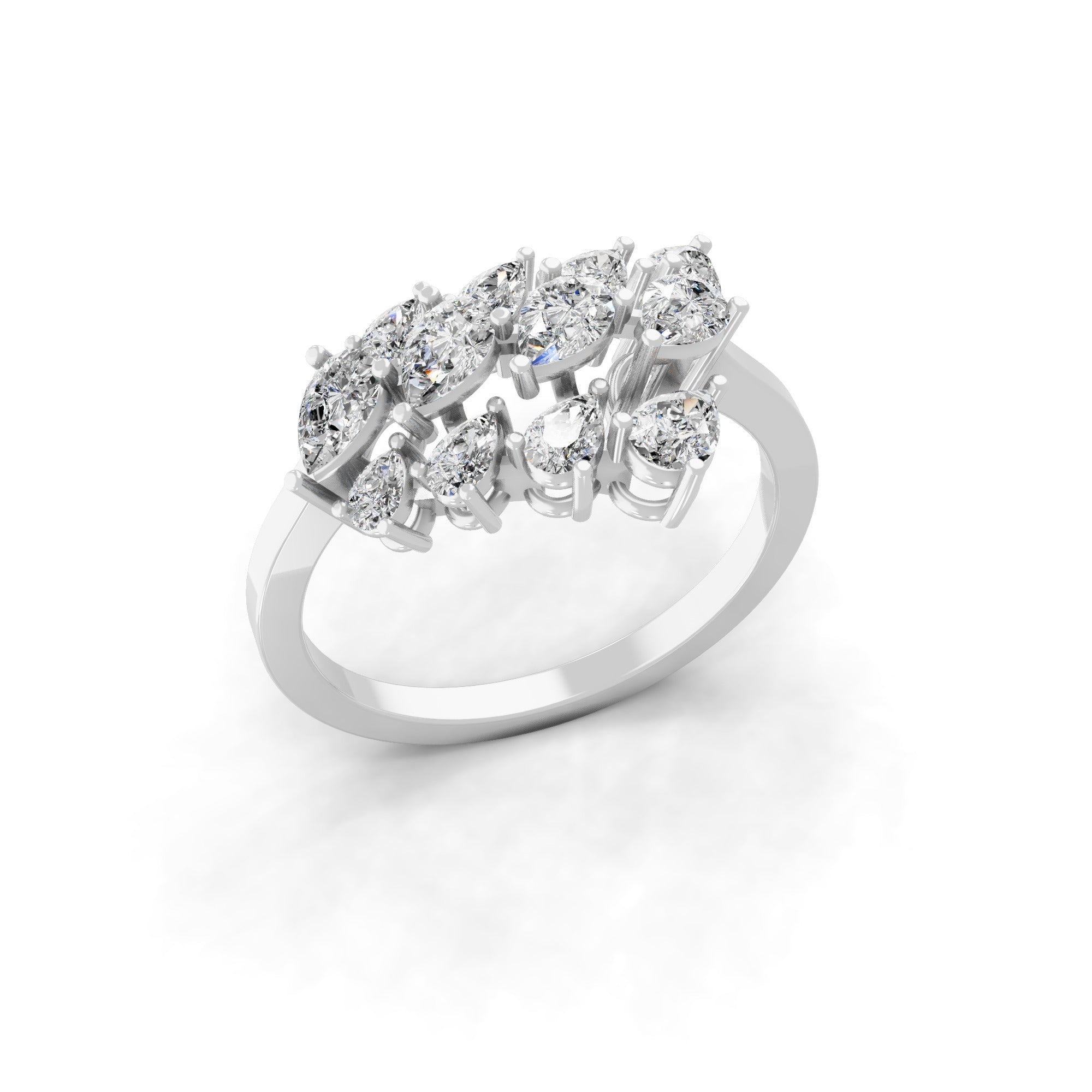 Spectacular Pear Lab Grown Diamond Ring 14K Fine Gold 1.29Ct