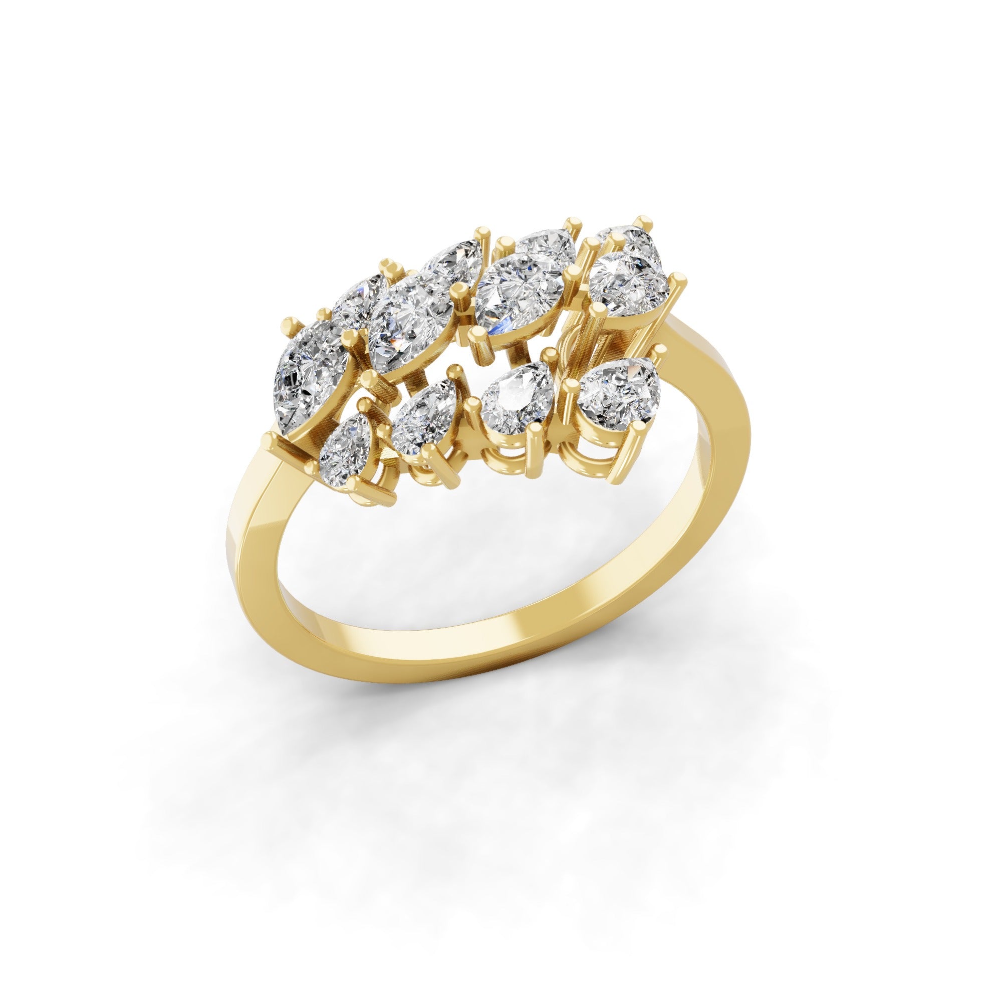 Spectacular Pear Lab Grown Diamond Ring 14K Fine Gold 1.29Ct