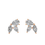 14K Fine Gold Pear Marquise Lab Grown Diamond 2.00Ct Tiny Stud Earrings