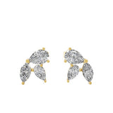 14K Fine Gold Pear Marquise Lab Grown Diamond 2.00Ct Tiny Stud Earrings