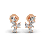 0.90Ct Lab Grown Marquise Pear Diamond Leaf Style Stud Earrings 14K Gold