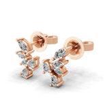 0.90Ct Lab Grown Marquise Pear Diamond Leaf Style Stud Earrings 14K Gold