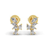 0.90Ct Lab Grown Marquise Pear Diamond Leaf Style Stud Earrings 14K Gold