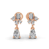Lab Grown Pear Octagon Diamond 14K Fine Gold Dangle Earrings 1.15Ct