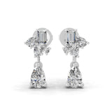 Lab Grown Pear Octagon Diamond 14K Fine Gold Dangle Earrings 1.15Ct