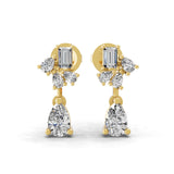 Lab Grown Pear Octagon Diamond 14K Fine Gold Dangle Earrings 1.15Ct