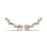 Lab Grown Marquise and Emerald Cut Diamond 14K Fine Gold 0.64Ct Ear Climber