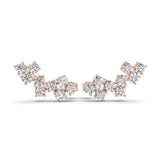 Asymmetric Lab Grown Diamond Ear Climber Earrings 14K Fine Gold 0.64Ct