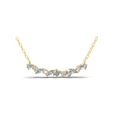 14K Fine Gold Cluster Pendant Chain Necklace 0.59Ct Lab Grown Diamond