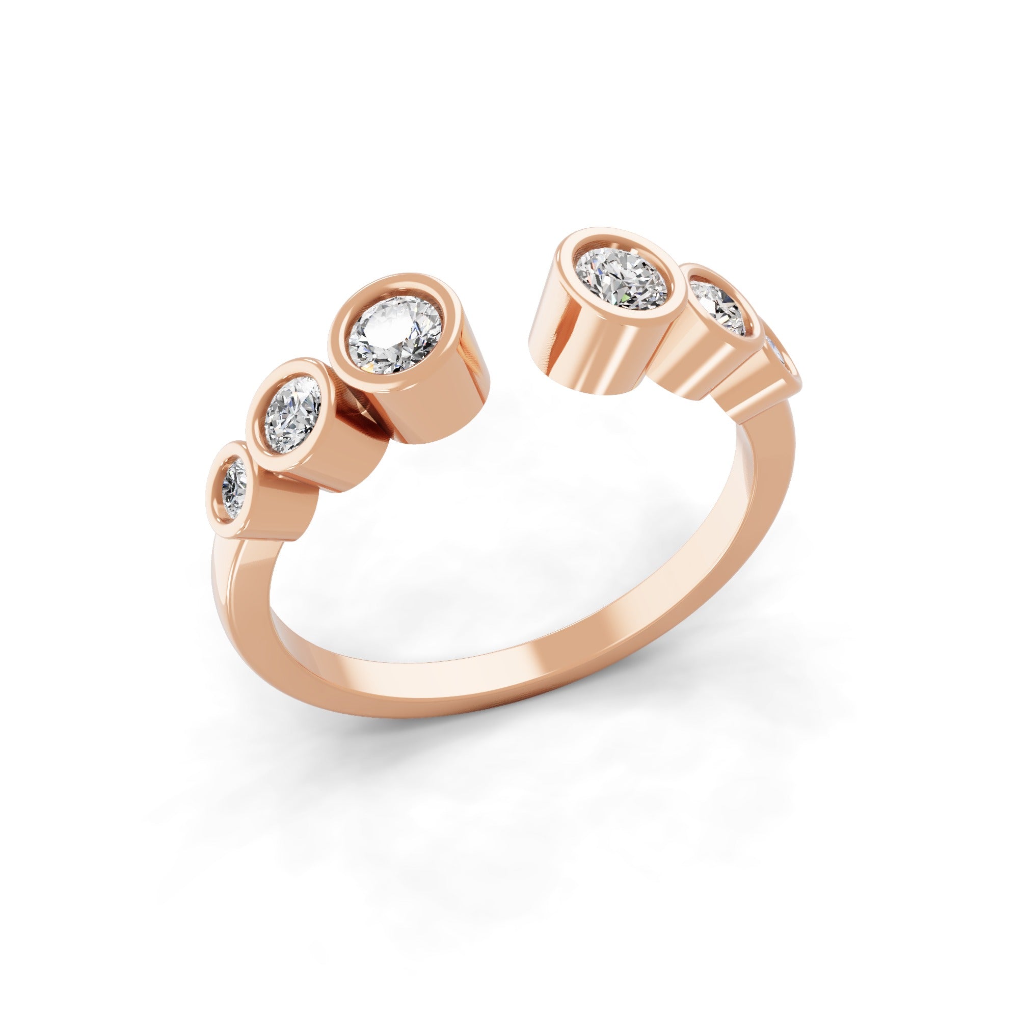 Bezel Set Round Cut Lab Grown Diamond 0.40Ct 14K Fine Gold