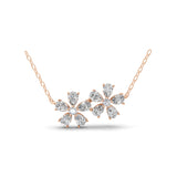 Lab Grown Diamond Floral Chain Necklace 14K Fine Gold 1.63Ct