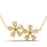 Lab Grown Diamond Floral Chain Necklace 14K Fine Gold 1.63Ct