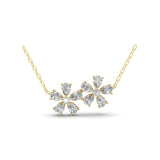 Lab Grown Diamond Floral Chain Necklace 14K Fine Gold 1.63Ct
