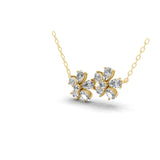 Lab Grown Diamond Floral Chain Necklace 14K Fine Gold 1.63Ct