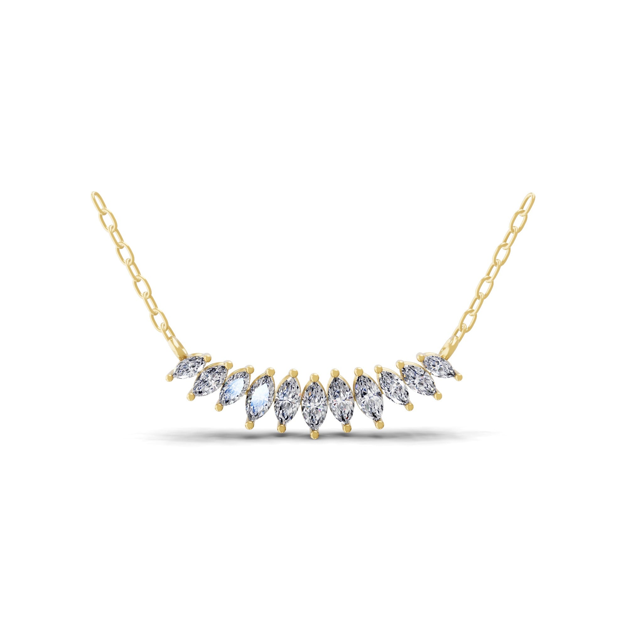 Graduating Lab Grown Diamond Strand Necklace 0.86Ct 14K Fine Gold