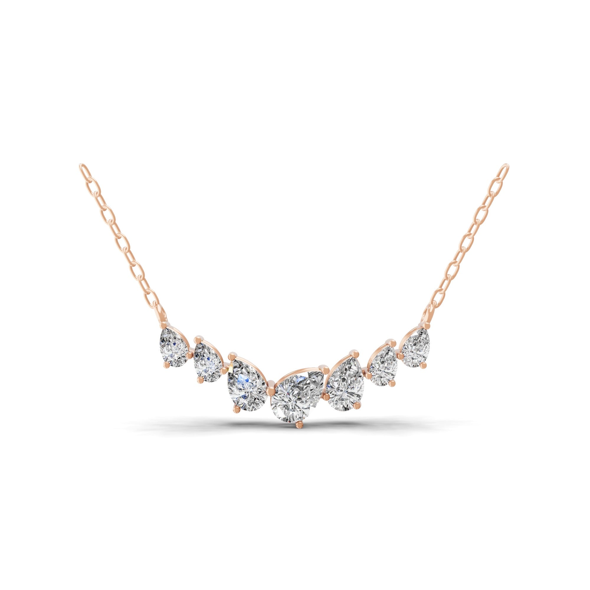Radiant Chain Necklace 14K Fine Gold 1.80Ct Lab Grown Diamond
