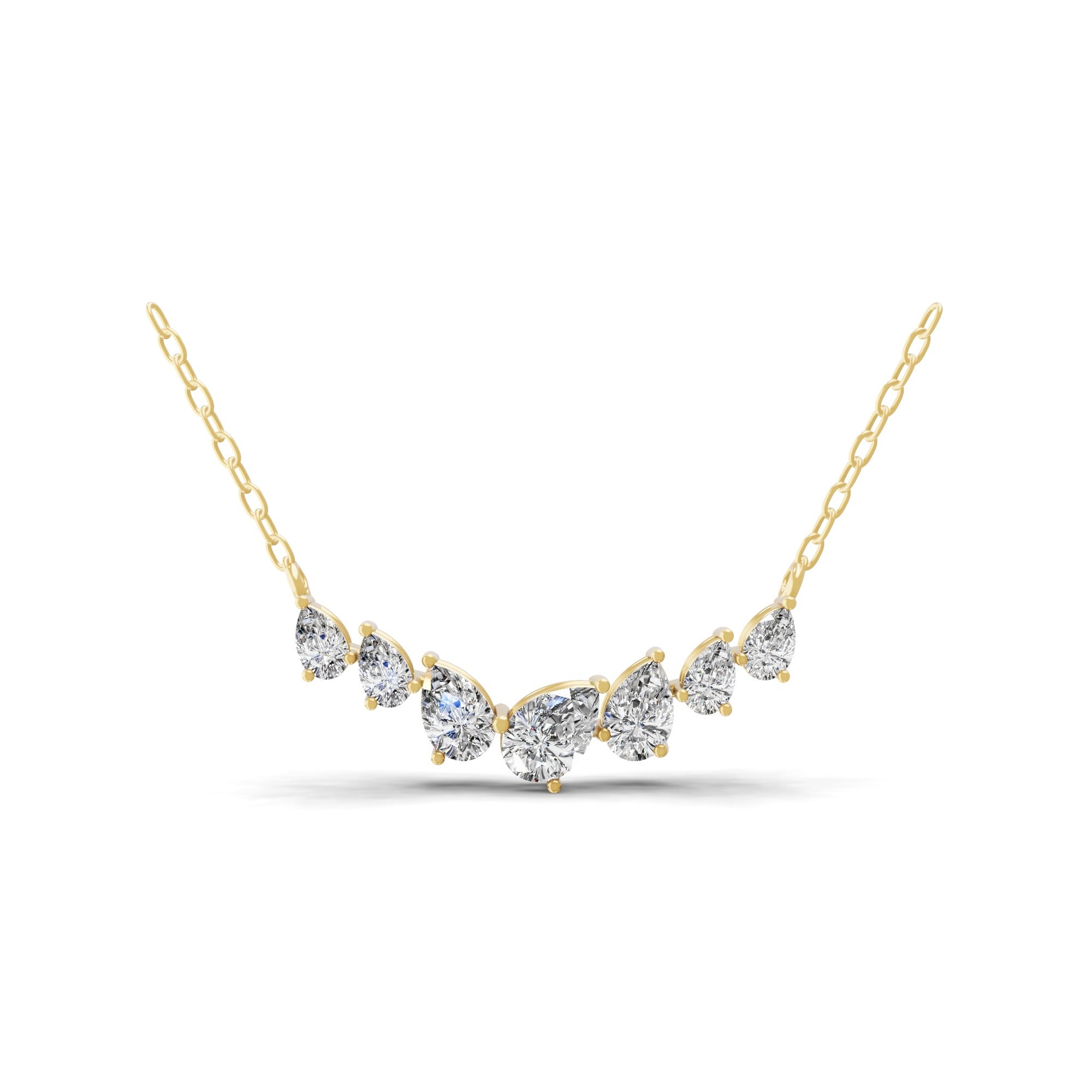 Radiant Chain Necklace 14K Fine Gold 1.80Ct Lab Grown Diamond
