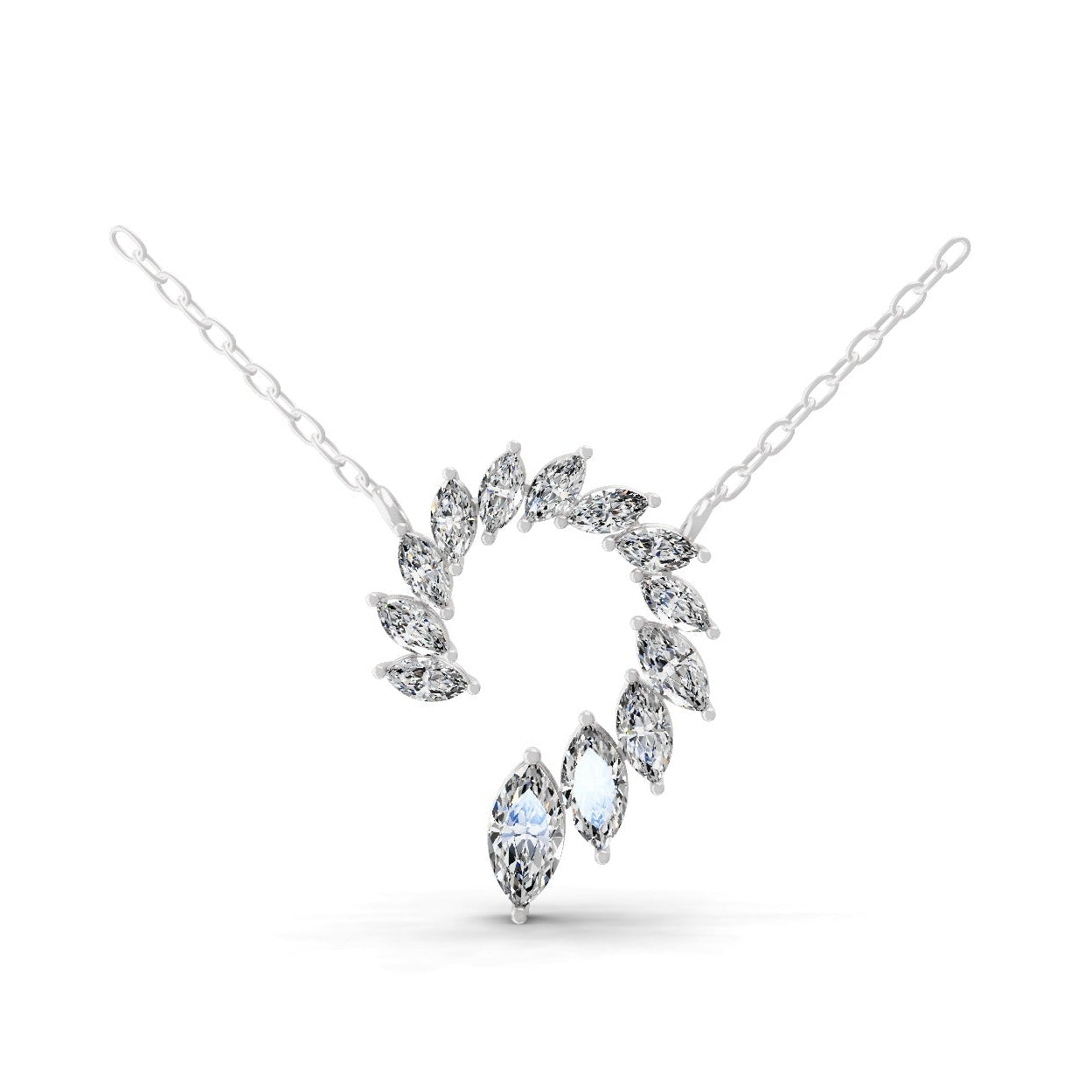 1.81Ct Marquise Shape Lab Grown Diamond Pendant Necklace 14K Fine Gold