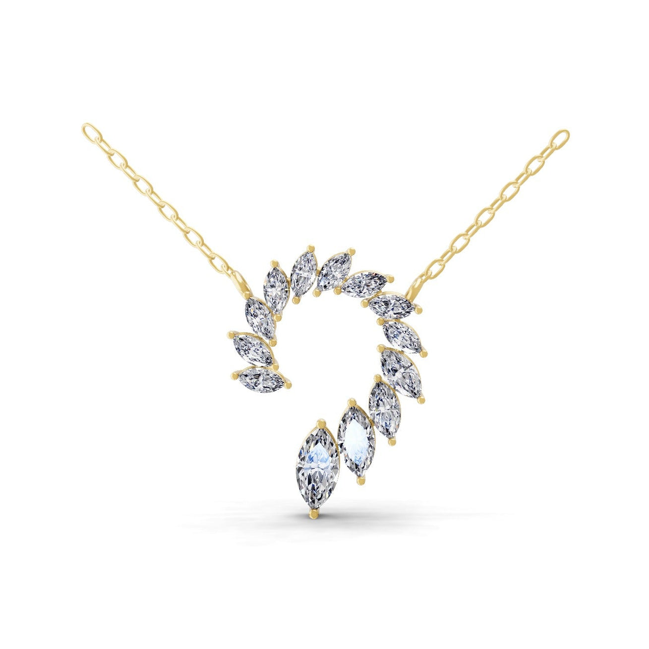 1.81Ct Marquise Shape Lab Grown Diamond Pendant Necklace 14K Fine Gold
