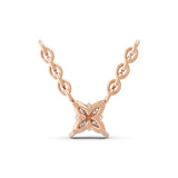 14K Fine Gold 0.22Ct Lab Grown Pear Cut Diamond Floral Design Pendant Necklace
