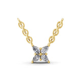 14K Fine Gold 0.22Ct Lab Grown Pear Cut Diamond Floral Design Pendant Necklace